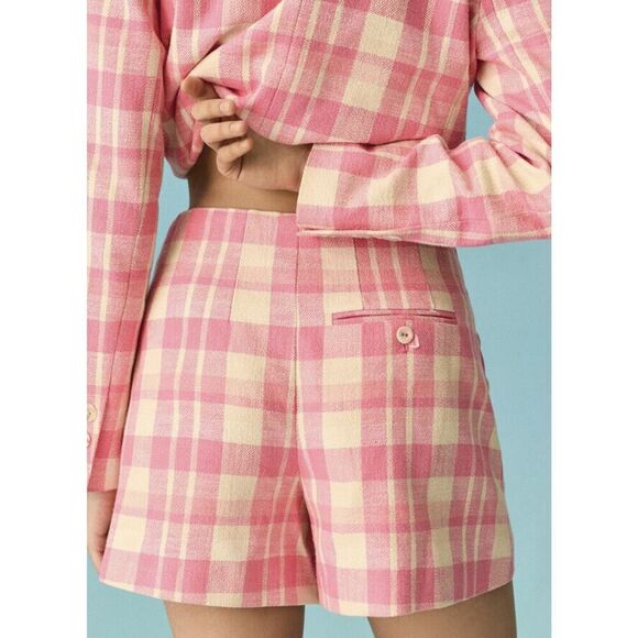 Anthropologie Maeve Tweed Plaid Shorts Size 8 Higb Rise - Picture 2 of 9